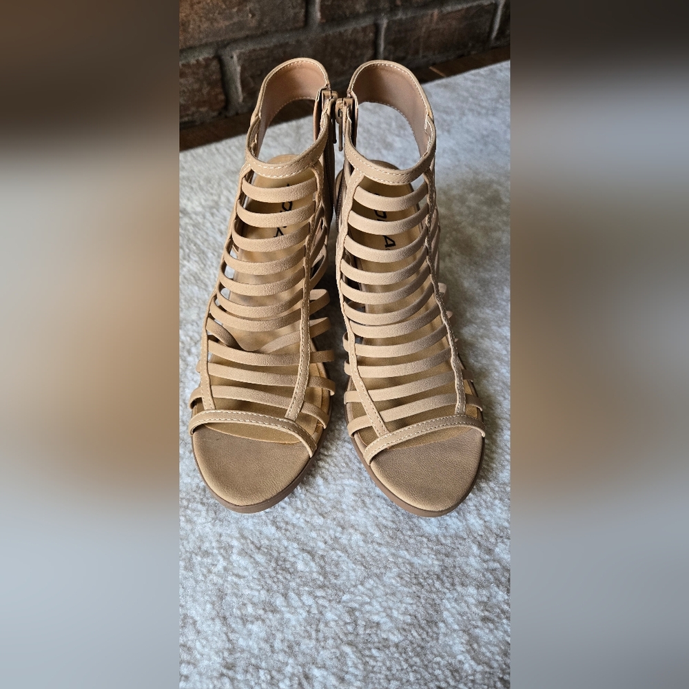 Soda Tan Gladiator Sandals Flat Sole